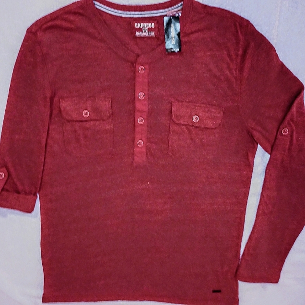 **N.W.T.** Long Sleeve, Henley T - by Express